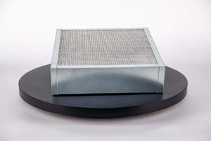 Pictured here is a portable or ceiling mounted air purifier hepa filter replacement in the 14x14x4 size
