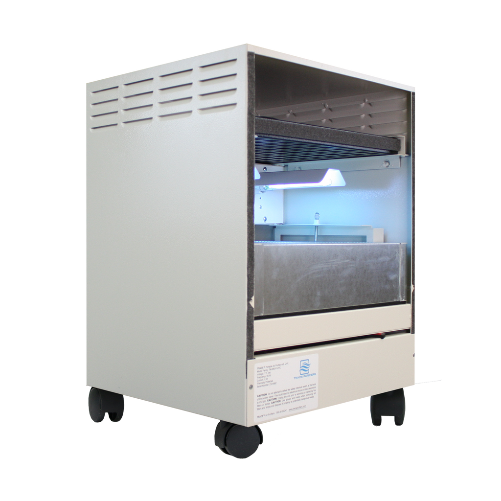 photo of a white uvc hepa air purifier made in the usa