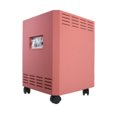 photo of a pink tracs air purifier with uvc and hepa technology