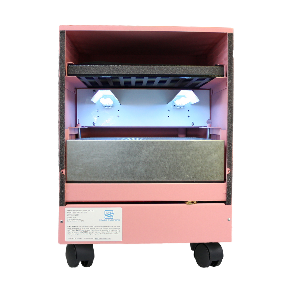 photo of a pink uvc and hepa air purifier cleaner